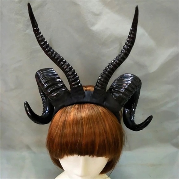 ? HORNS HEADRESS DEVIL DOUBLE HEADBAND EVIL GOTHIC MALEFICENT QUEEN COSPLAY main image 5